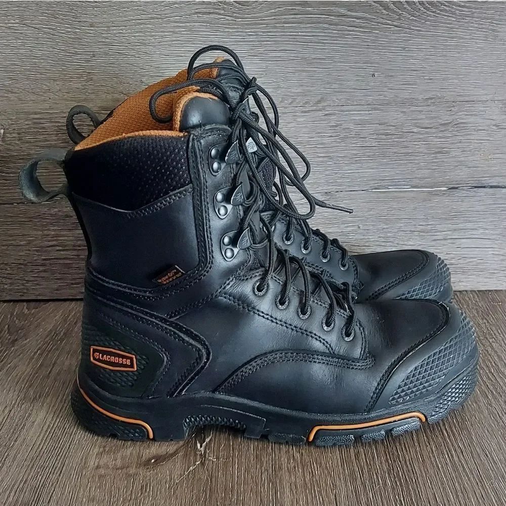 LaCrosse Adamas 8" Men's Black Leather Boots Size 9.5